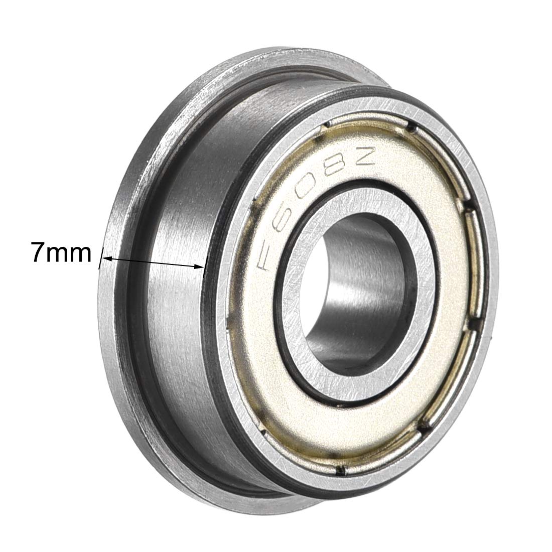 sourcing map F608ZZ Rodamiento de bolas con brida 8x22x7mm Rodamientos de acero cromado con blindaje doble de metal (GCr15) 10 piezas