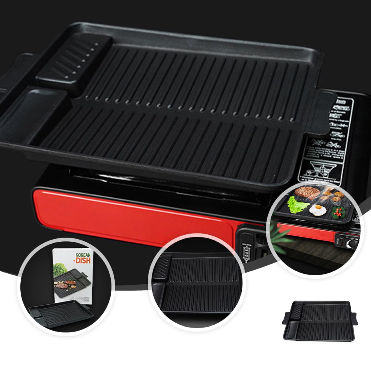 Toyvian Sartén Rectangular para Asar Antiadherente de Aleación de Aluminio | Negro, Apta para Lavavajillas, Forma Rectangular, Uso en Restaurante y Barbacoa de Jardín