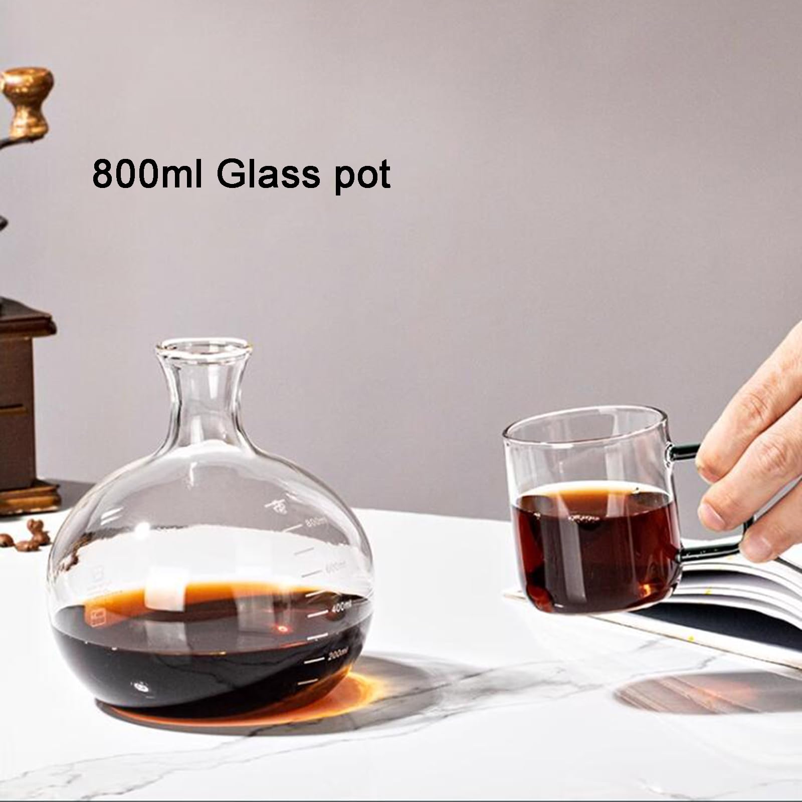Cold Brew Drip Tower, 800 Ml Macchine per caffè Freddo Manuali con Tecnologia Slow Drip, con Gocciolatoio Regolabile, Staffa in Legno, per Uffici Domestici E Caffetterie