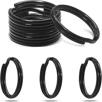 Waziaqoc Split Rings, 15mm/0.59 Inch, Black, 50PCS