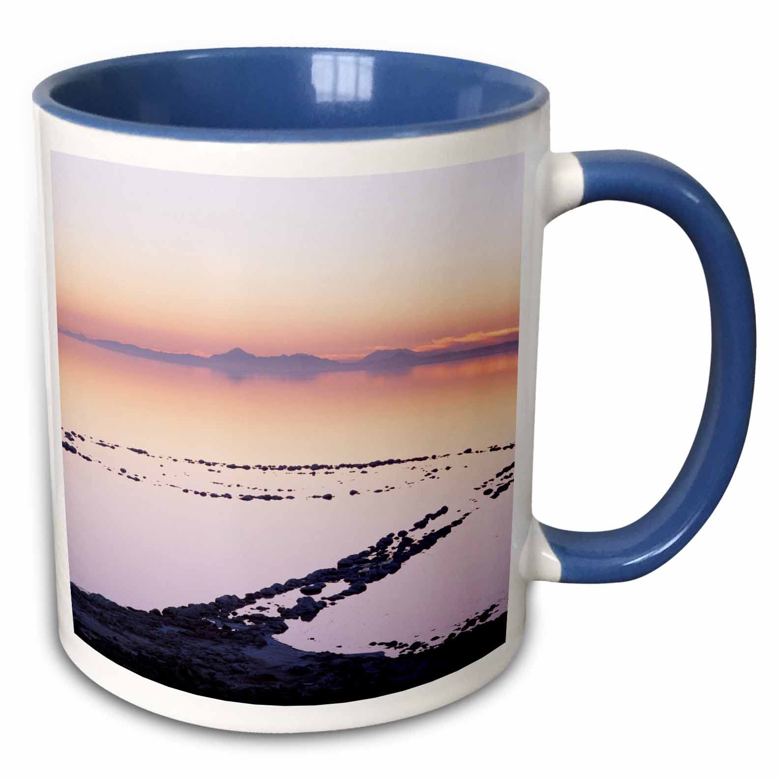 3dRose Spiral Jetty Above Great Salt Lake, Utah, USA - Us45 Ssm0492 - Scott T. Smith - Two Tone Blue Mug, Ceramic, Blue, 10.16 x 7.62 x 9.52 cm