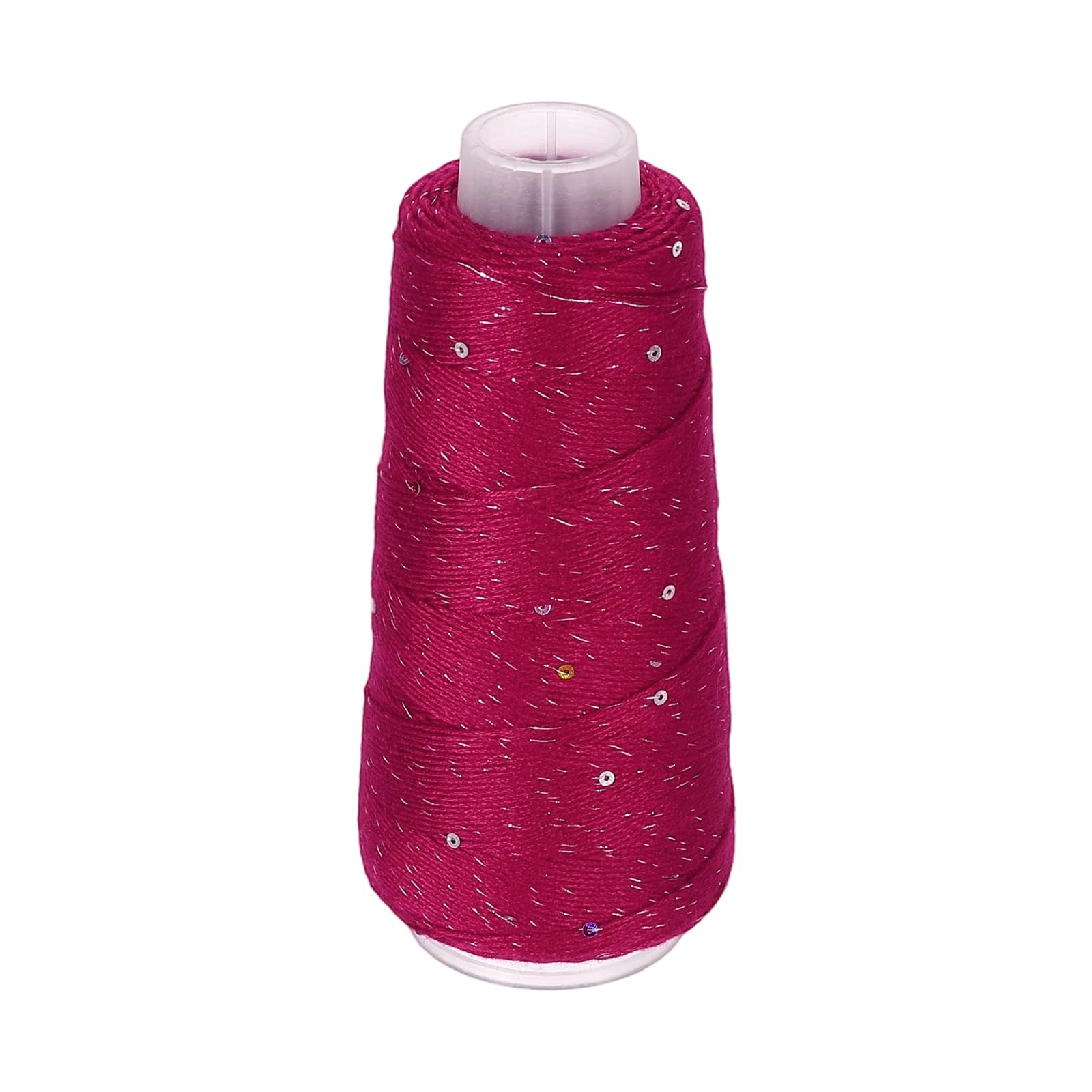 sourcing map Cotton Silk Yarn Mercerized Cotton Silk Blend Sparkly Yarn with Sequins, 6-Ply Metallic Knitting and Crochet Thread for Hand Knitting Crocheting DIY Craft, 50g (Red)