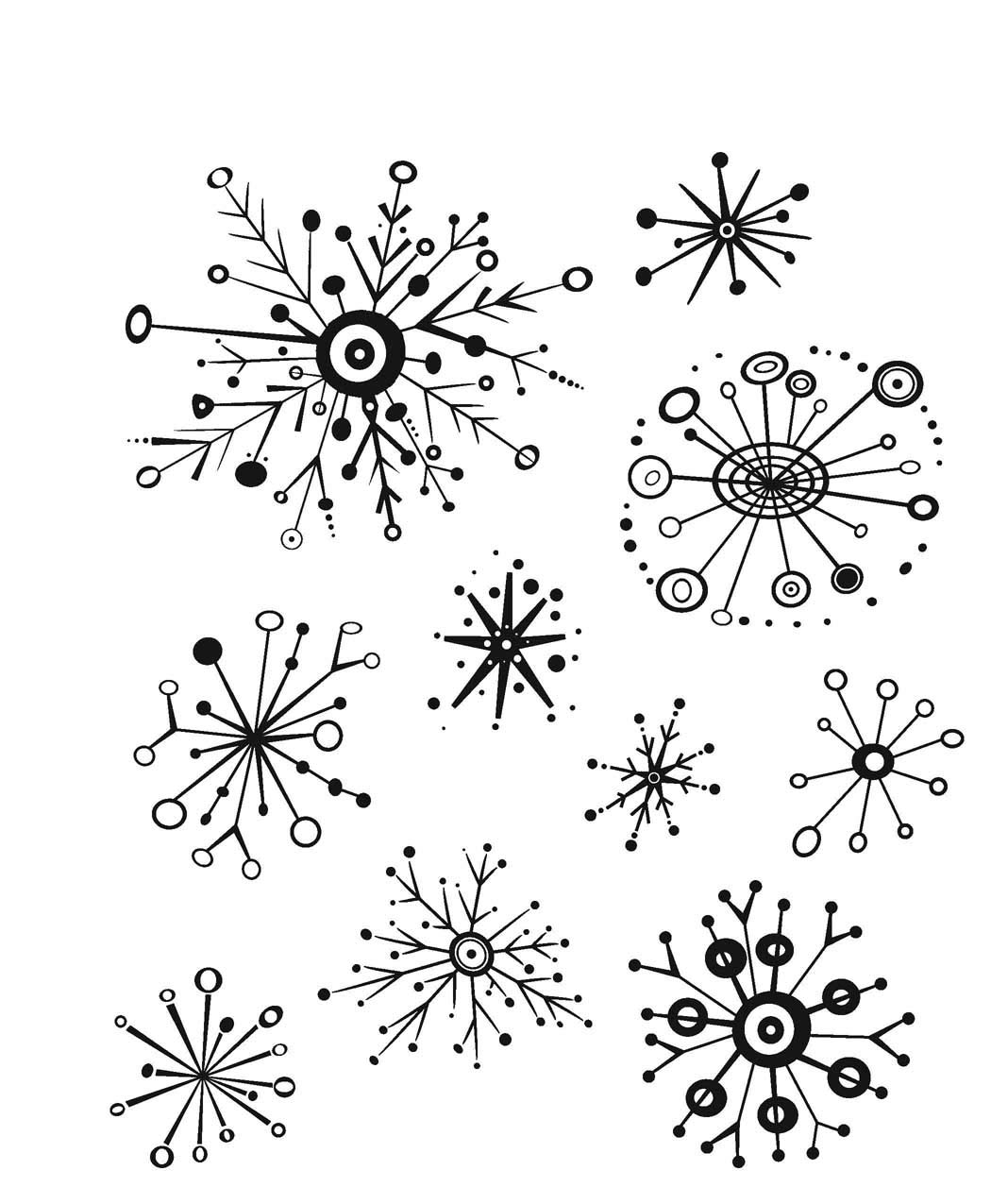 Tim HoltzStampers Anonymous Holidays 2020 Retro Flakes Cling Stamp Set CMS417