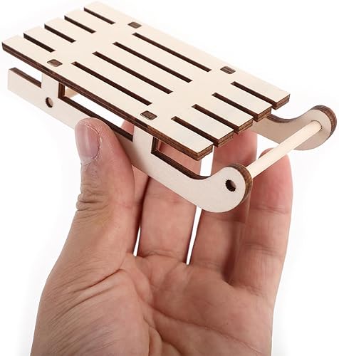 Miniatura 6 de jojofuny 12 piezas de adorno de trineo de Navidad, decoración de madera, manualidades de madera, decoración del hogar, trineo en miniatura,