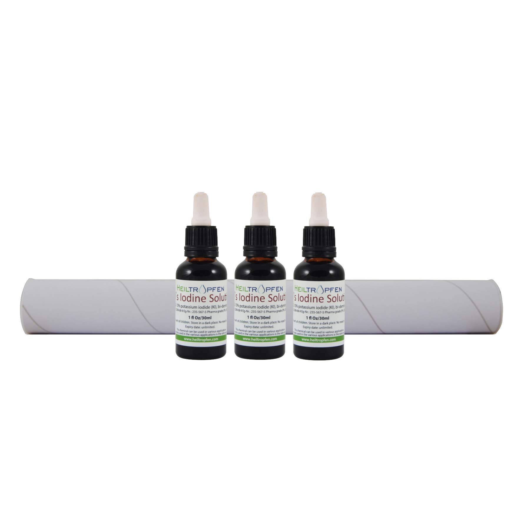 3 x Lugolsche Iodine Solution 5% | 3 x 30 ml | Lugol Pharma Quality | 15% Liquid Formula | 5% Elementary Iodine and 10% Potassium Iodide | HeilDROP®