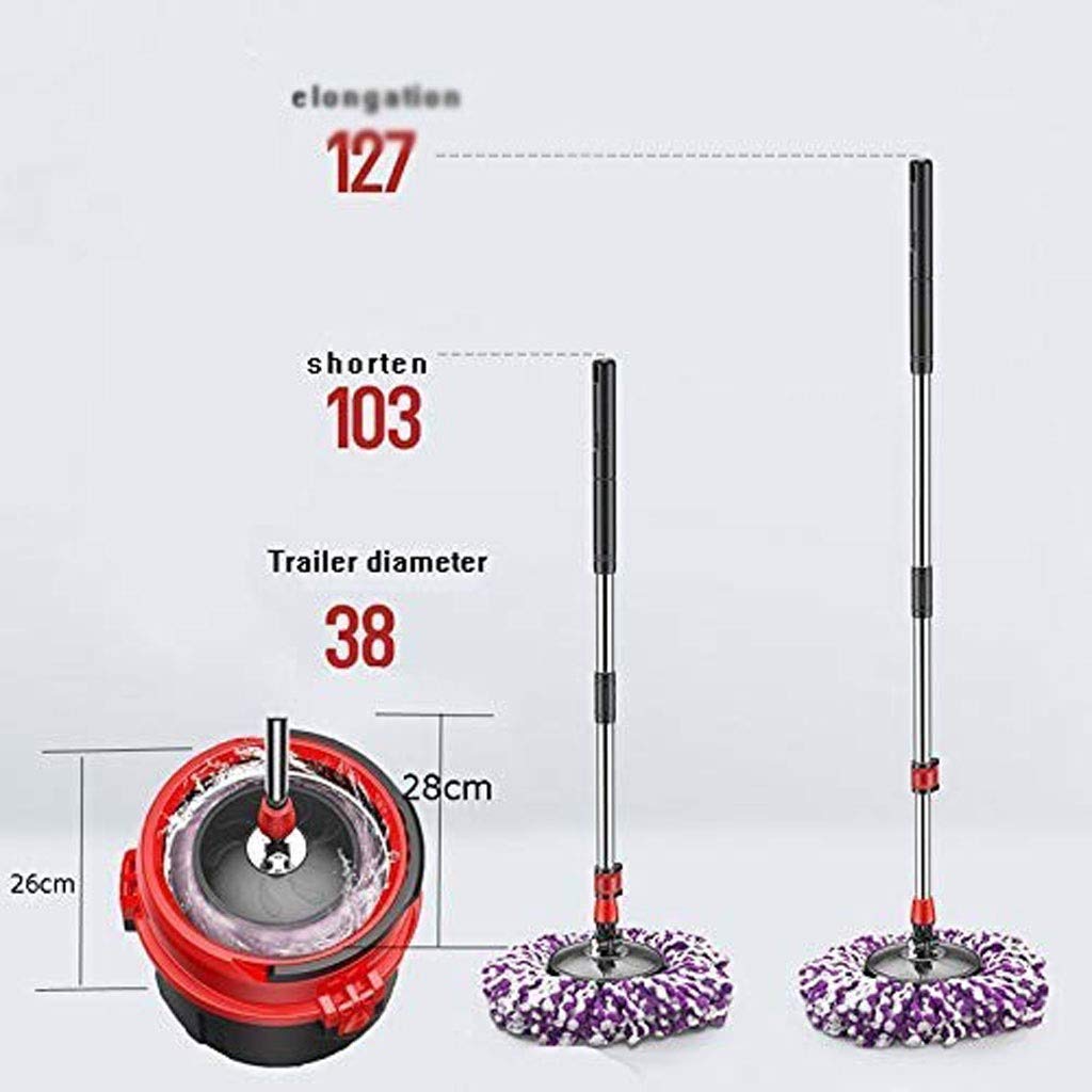 Fregona giratoria, Juegos de Sistema Giratorio 360 Spin Mop con Mango extendido, 3 recambios de Cabezal de Microfibra adicionales para (Rojo)