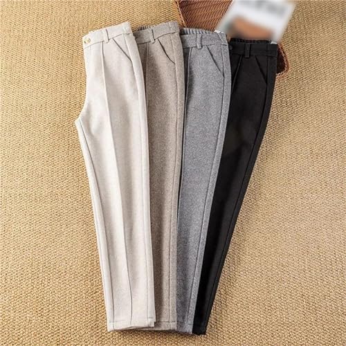 Women Wool Thick Pants Fall Winter High Waist Fleece Pant Slim Fit Warm Casual Pencil Trousers4