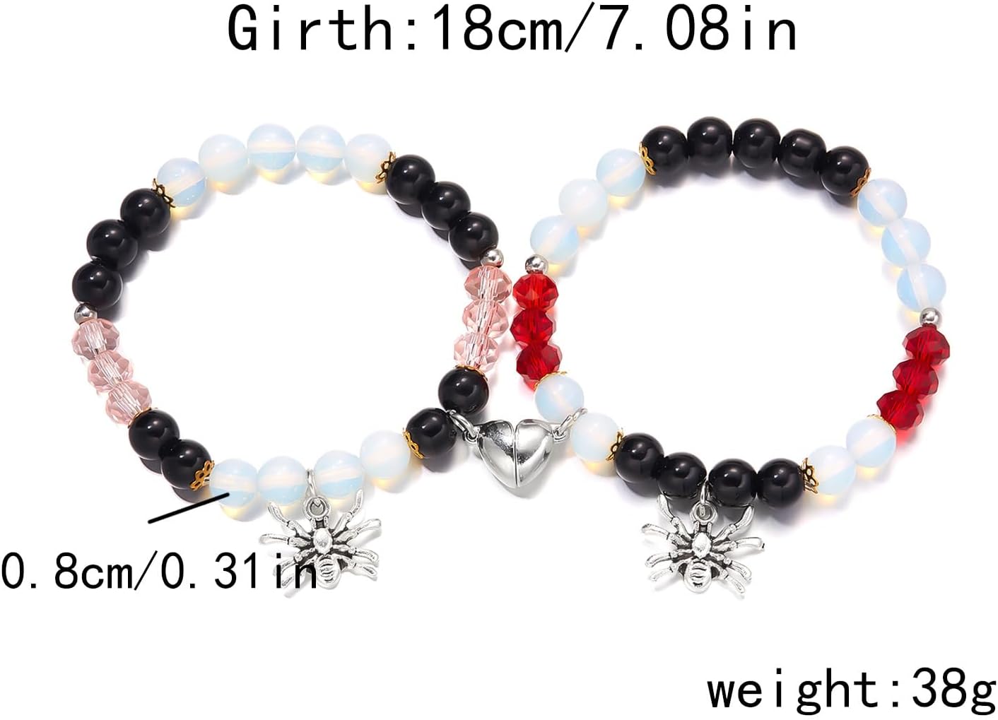 ZMANYIJEW Spider Bracelets for Couple Friendship Bracelets,Energy Stone Relationship Promise Bracelet Stretch Beaded Bracelets for Boy,Matching Mutual Attraction Bracelet for Couple,Halloween Jewelry - Image 6