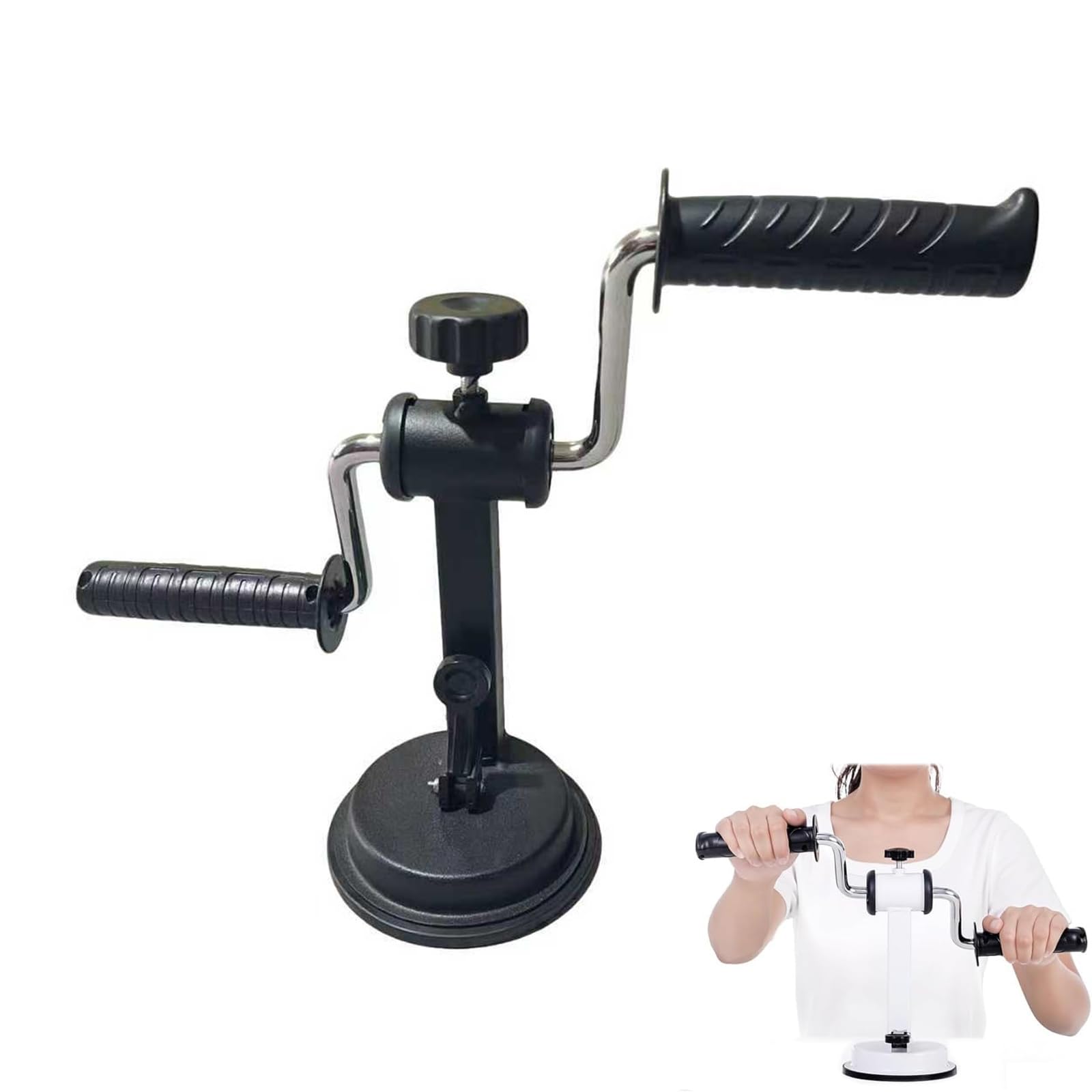 Rowerek stacjonarny, ręczny rower treningowy z ergonomicznym uchwytem i stabilną, mocną przyssawką, regulowany opór, odpowiedni do ćwiczeń ramion i barków w domu/biurze