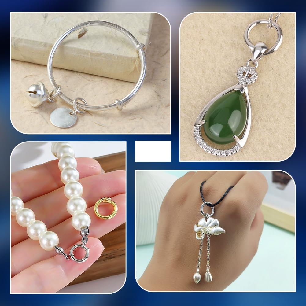 PH PandaHall 8pz 925 Sterling Silver Anelli di Bloccaggio 3 Misure O Anelli Anelli di Chiusura Connettori per Gioielli per Collane Braccialetti Fai Da Te 6/8/10mm