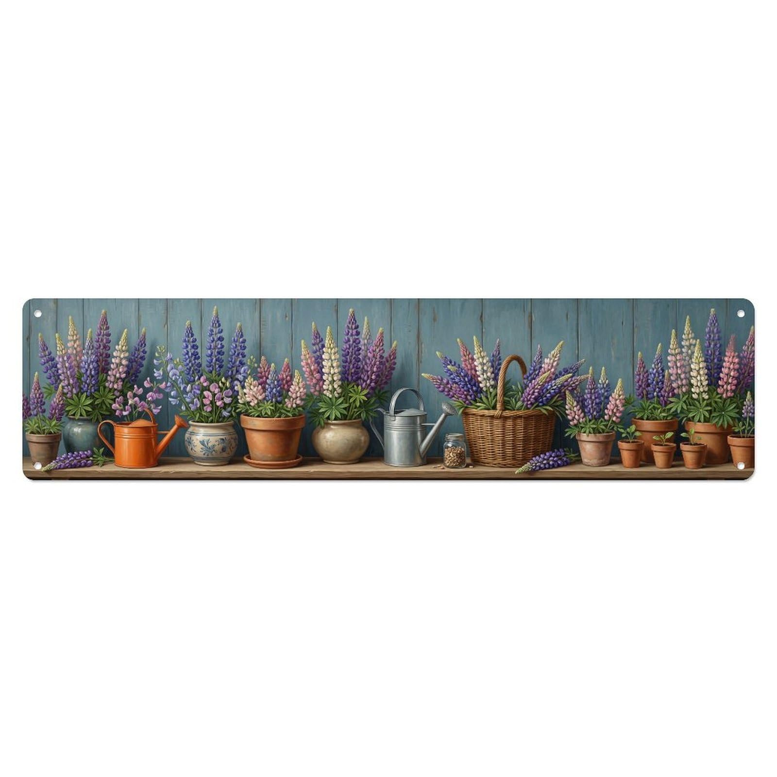 Fqnyr Style Metal Tin Sign Garden Tools Vintage Lupin Spire Border Pattern