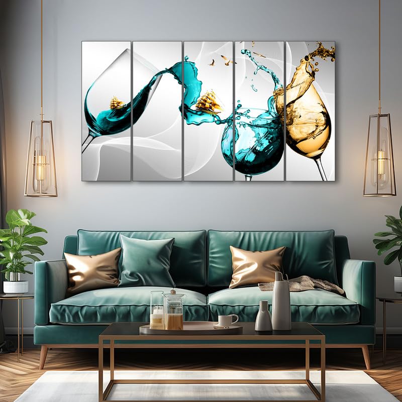 Image of The Castle Decor Abstract art painting with frame Big Size 36x60 Wall art for living room,Bedroom,Drawing room,Hotels-Wooden Framed-386