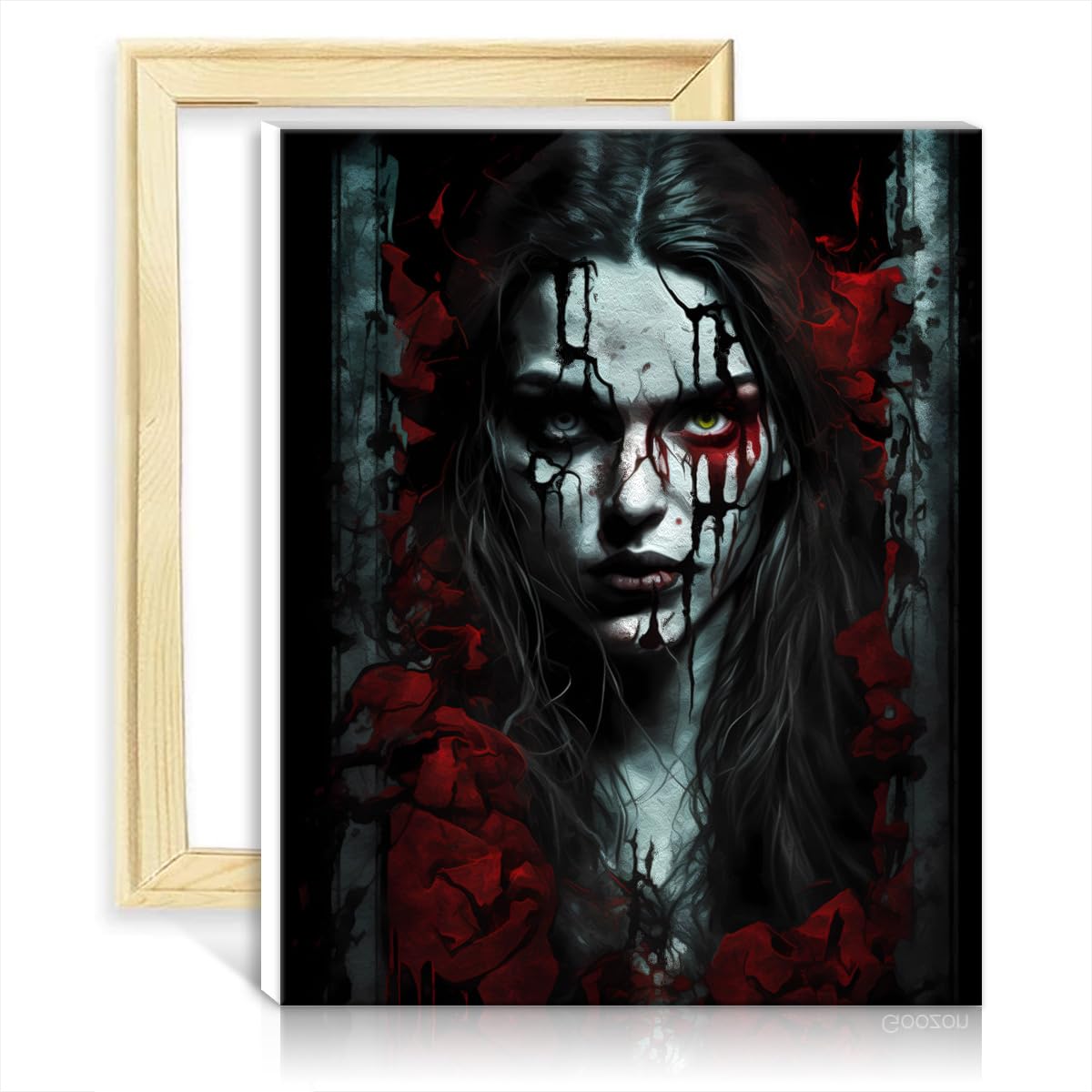 TANGFEIY Oil Painting Horror Adults Beginner Canvas Oil Painting Kit with Brushes and Acrylic Pigment Creative Artwork for Home Decor with Frame(30x40cm)
