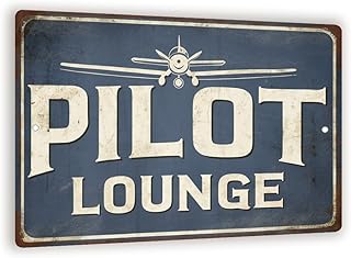 Vintage "Pilot Lounge" Metal Sign – Rustic Airplane Wall Decor – 8"x 12" Aviation-Themed Wall Art For Pilots And Airplane ...