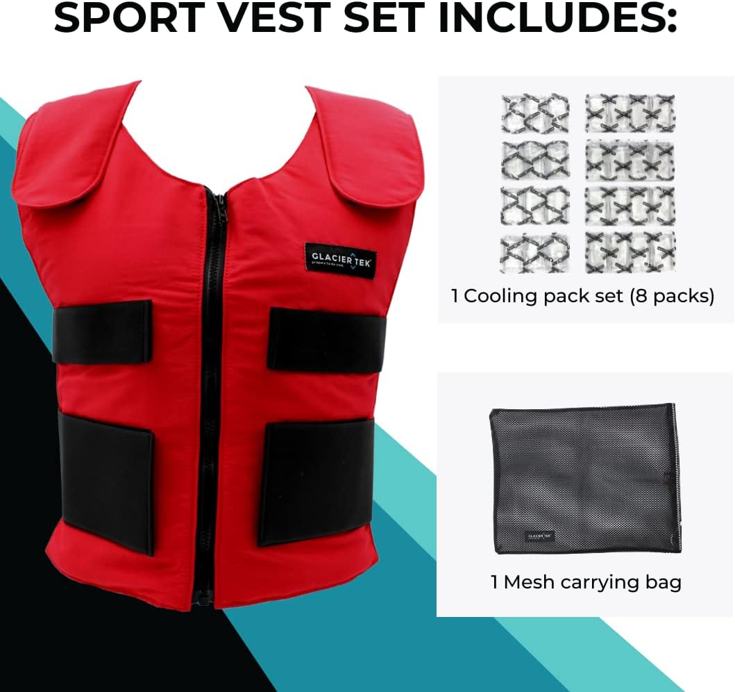 Glacier Tek Cool Vest Personal Cooling, 59 Degrees for 2.5 hours 8 Cool Packs, Recharge in 30 Minutes