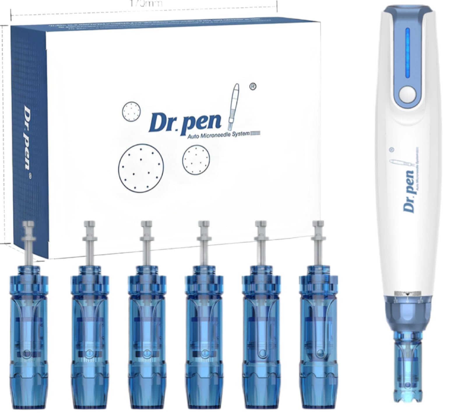 Dr Pen Dermapen Wirless Electric Derma Stamp - A9 Clinical Grade - Microneedling Kit, Derma pin Pen & 4pcs Replacement Cartridge, Professionals
