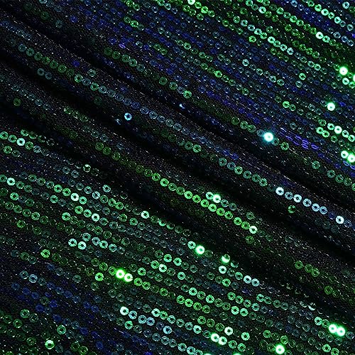 Robe décolletage profond en paillettes bleu-vert scintillantes