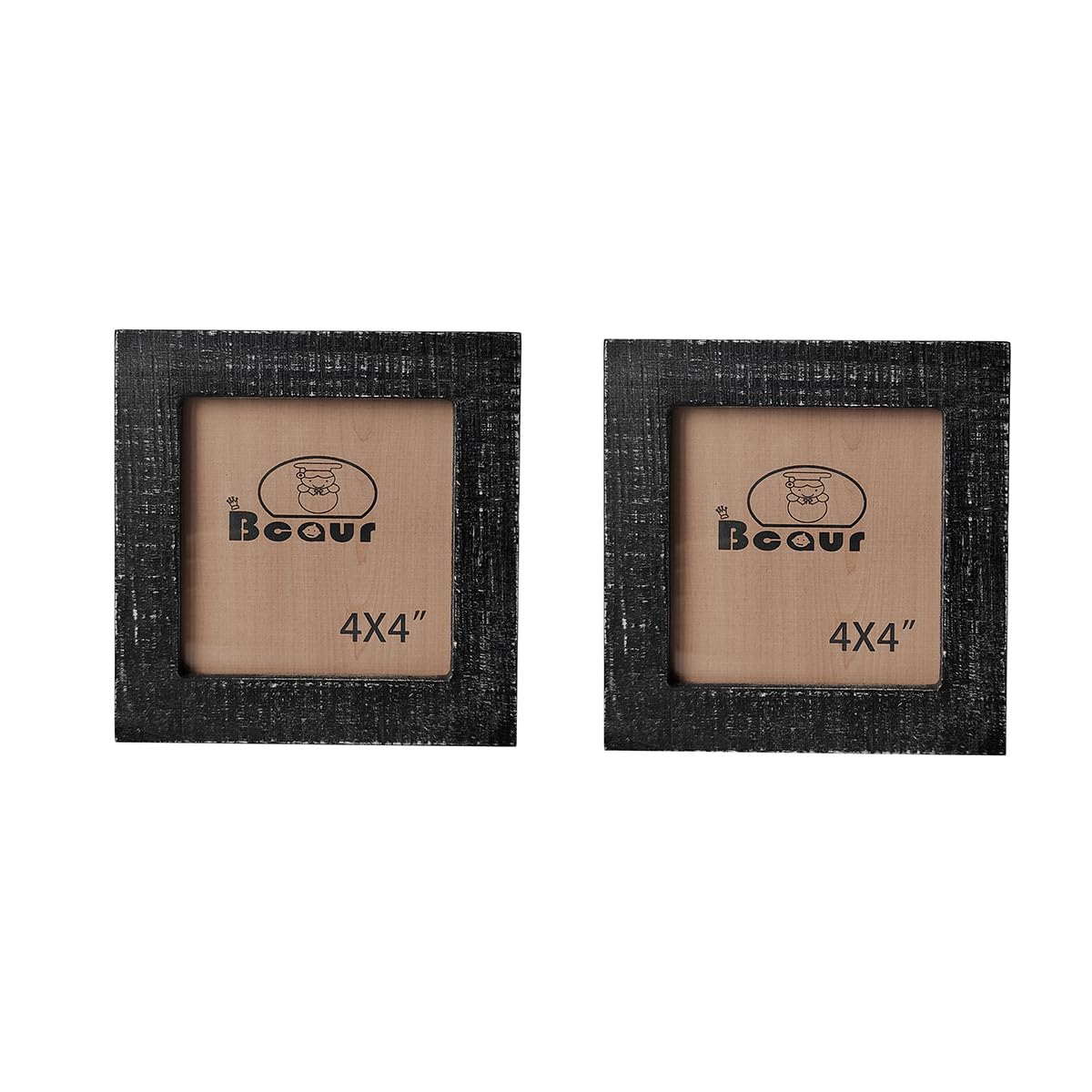 Bcaur4x4 inch Love Home Wood Picture Frames with HD Glass，Stand for Tabletop Display，Set for 2,E23021