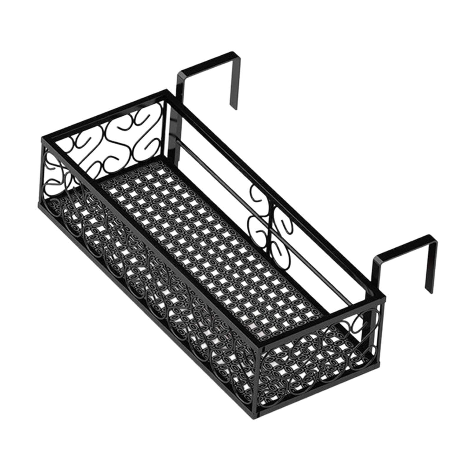 Support suspendu pour jardinière, étagère et panier en fer, 80 cm, pour terrasse, clôture jardin, Noir, 50 cm