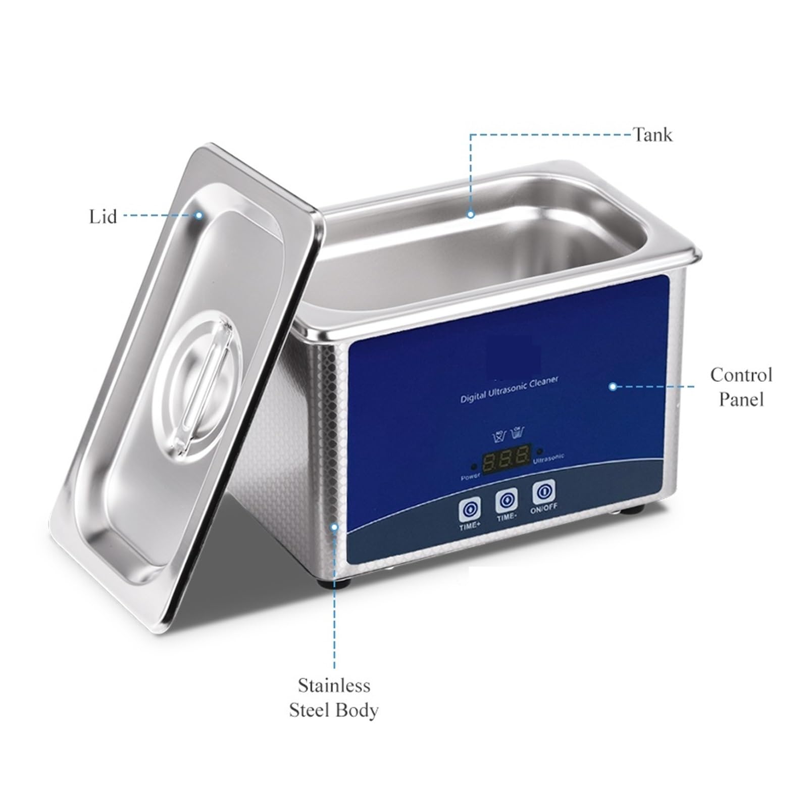 Limpiador Ultrasónico Digital De 0,8 L For Baño, Tanque SUS304, Desengrasante De Óxido Y Aceite, Boquilla De Combustible, Joyería, Anillo, Collar, Limpieza Por Ultrasonidos Dental Amplia AplicacióN