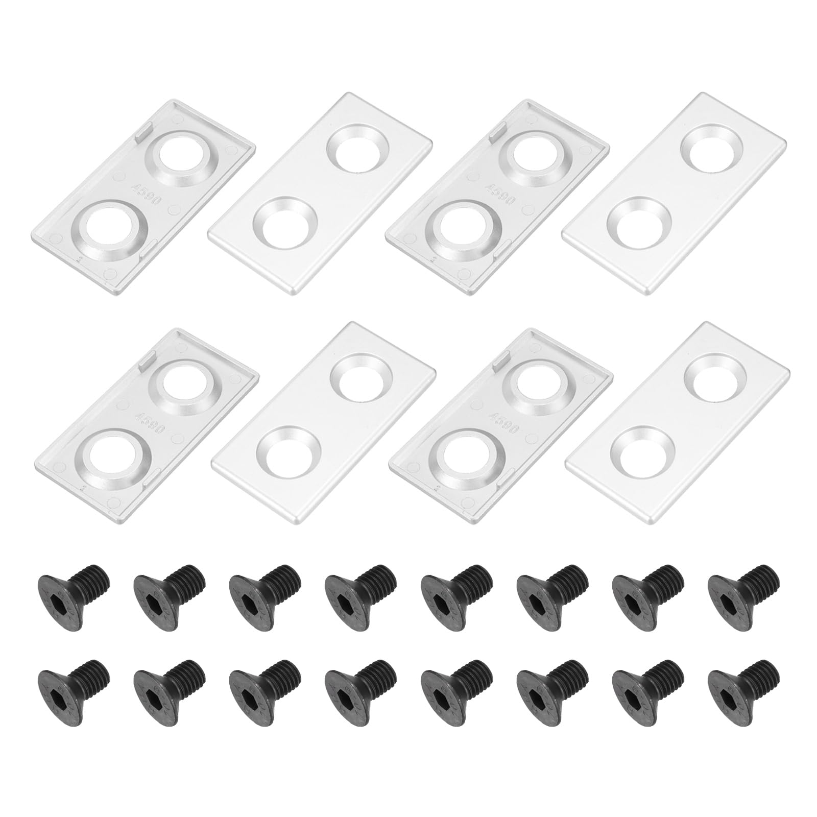sourcing map 8 Pcs 4590 EU Standard T-Slot 17.5mm Hole Dia Aluminum Extrusion End Cap 90x45mm Silver for Fish Tank Rack, Storage Rack with Push-in Fastener