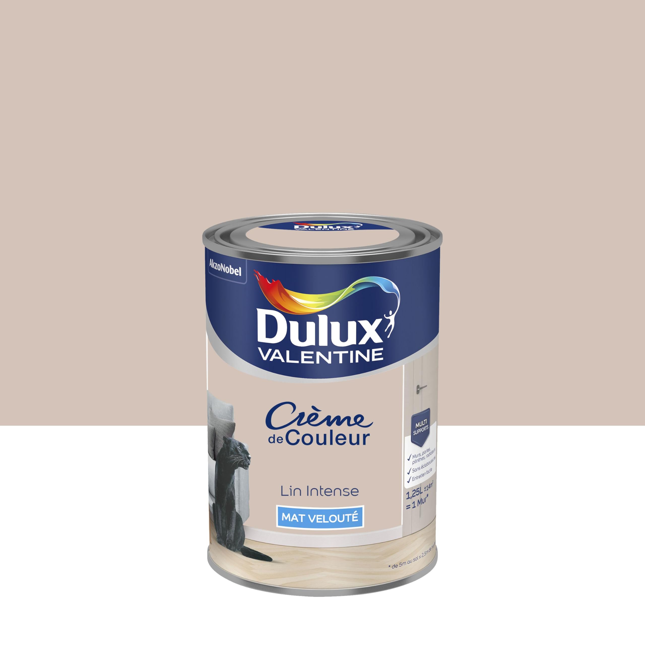 Dulux Valentine Crème de Couleur - Peinture multi-supports intérieure - Mat Lin intense 1,25 L