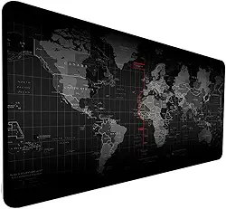 Mouse Pad Gamer Extra Grande Speed Anti Derrapante Profissional Desk Pad Large Wide 70x30 - Mapa Mundi Preto