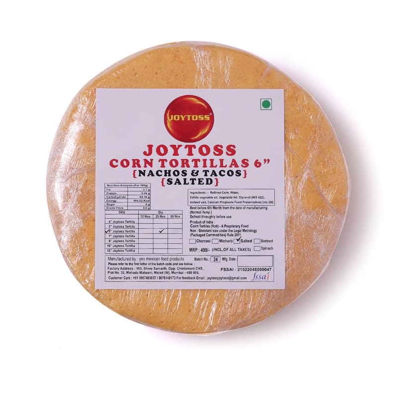Image of JOYTOSS Tortilla Wrap | Fresh Taste & Soft Texture l Best for Wraps, Tacos, Nachos & Rolls l Ready to Eat Healthy Food - Pack of 25 (SALTED)