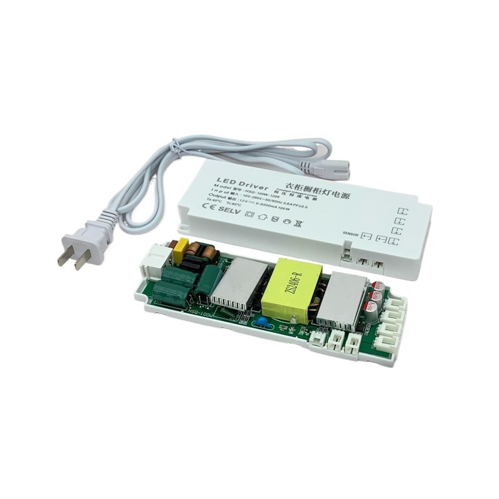 PWANUIGTE Wardrobe Cabinet Light Power Supply 12V Ultra-Thin Induction Port Showcase Wine Layer Linear Transformer(DC12V 100W 6 ports)