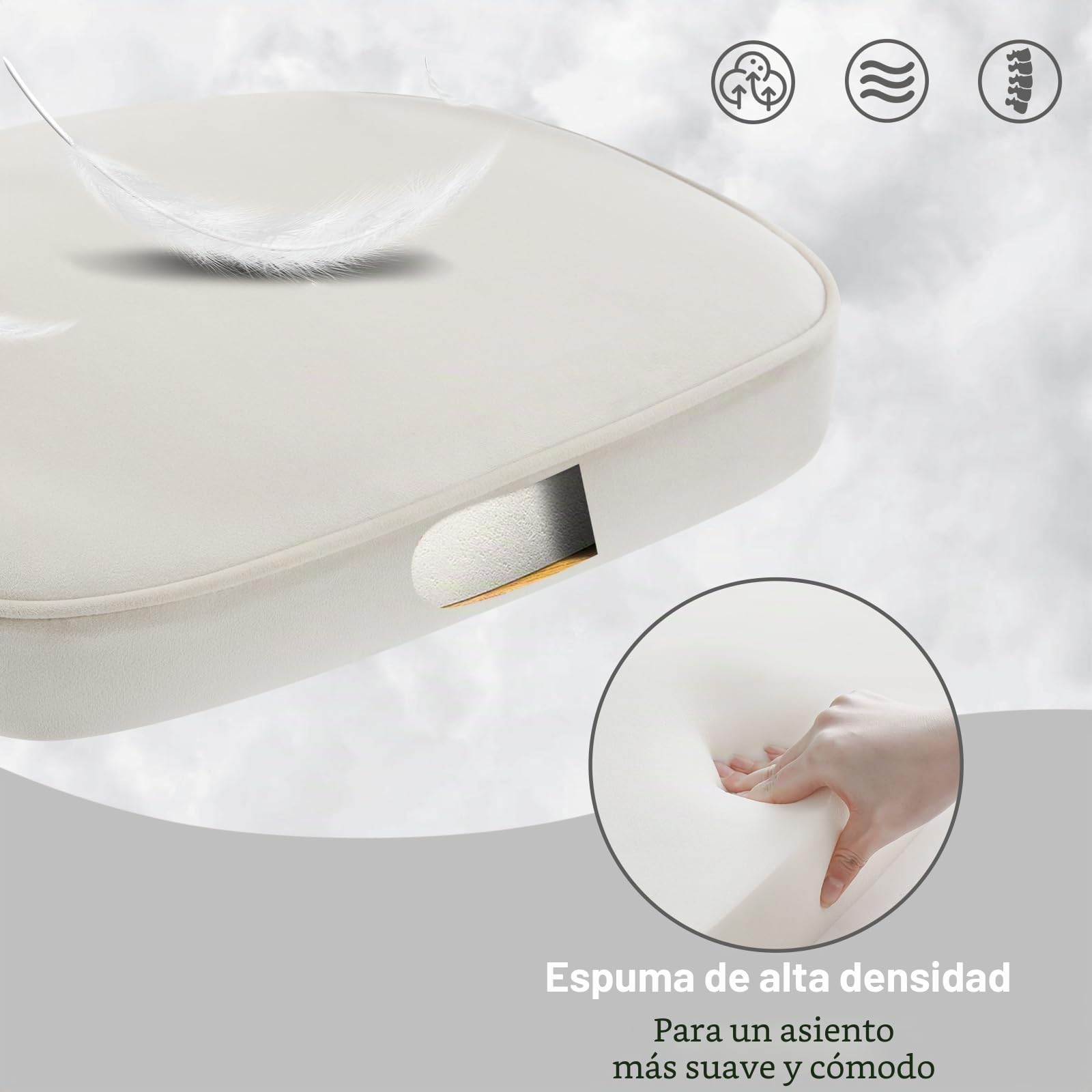 WOLTU Silla de Comedor,Terciopelo, Blanco | Ergonomica con Respaldo y Brazos para Salón y Dormitorio,Patas de Metal