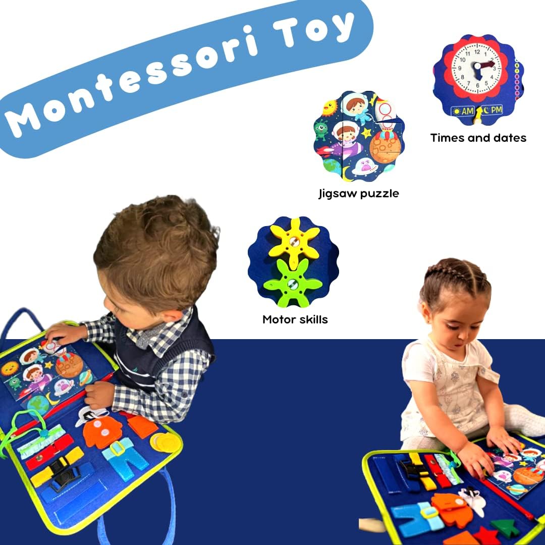 Octopus Busy Book, Sensory Toys for Toddlers, Activity Board for Learning Resources and Fine Motor Skills, Preschool Educational and Travel Games for 1–4-Year-Old Girls & Boys.