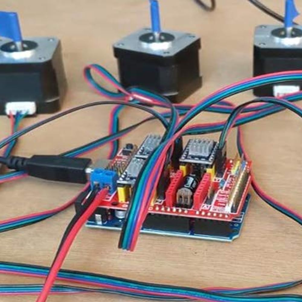 Kit de Carte d'extension CNC Shield V3.0 avec 4 Pilotes de Moteur Pas à Pas DRV8825 et dissipateurs Thermiques, 10 Capuchons de Cavalier, câble USB pour Machine de Gravure CNC