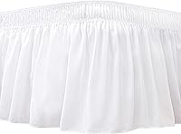 Biscaynebay Queen Bed Skirt Wrap Around 15" Drop White - Easy Fit Elastic Dust Ruffle, Wrinkle Fade Resistant, Machine Washable