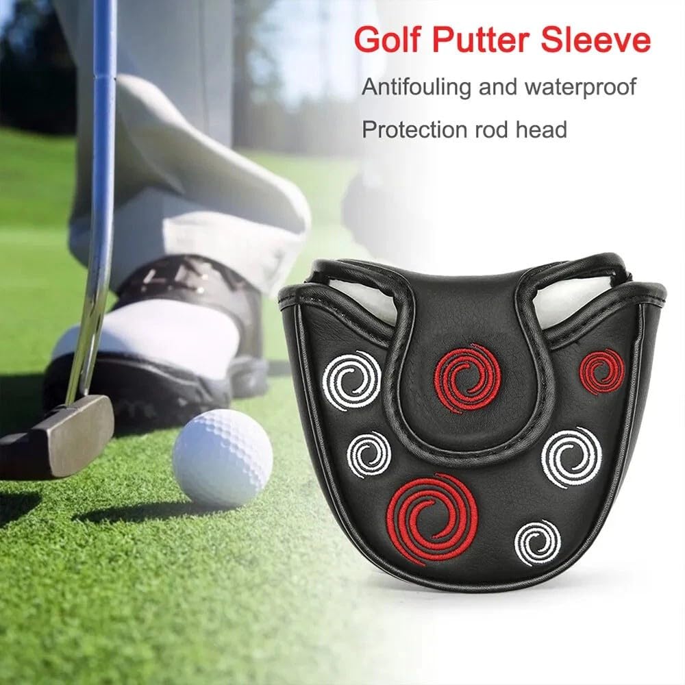 Funda para Cabeza de Putter de Golf Bordado Circular Cierre Magnético Piel Sintética ODY-Ssey