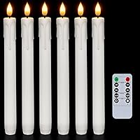 Vista 15 de Homemory 12 velas cónicas de plástico sin llama con control remoto temporizador regulador, candelabros LED marfil con luz de llama parpadeante