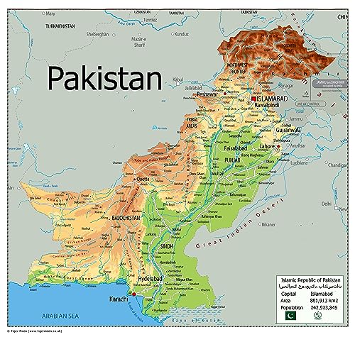 Oxford Collection Physische Karte von Pakistan