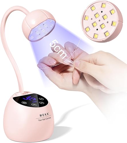 MEKK Lámpara de uñas LED UV con cuello de cisne – Mini luz UV inalámbrica de 36 W para uñas de gel para el hogar y viajes, luz de uñas individuales