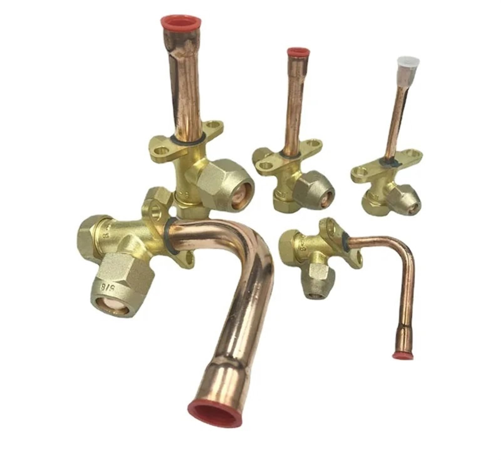 Codo recto de 90 grados, ajuste de 1/4", 3/8", 1/2", 5/8", 3/4", 7/8" de diámetro exterior, tubo de cobre, tope en ángulo de 3 vías, accesorio de válvula de 3 vías for aire acondicionado(Straight,3/8"