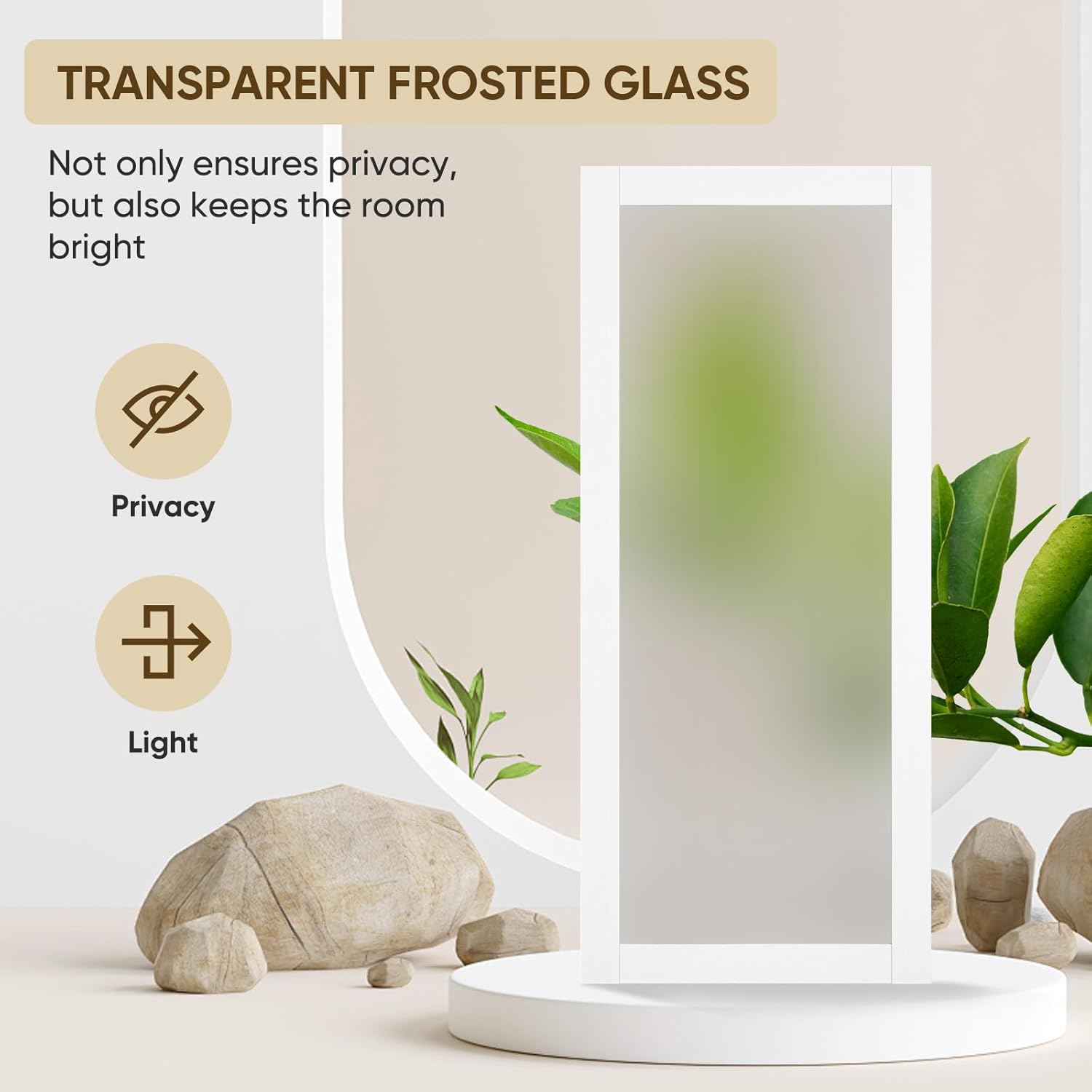 BARNSMITH 36in x 84in 1-Lite Frosted Glass White Barn Door with 6.6FT Sliding Door Hardware Kit Included, Tempered Glass Solid Wood Barn Door Water-Proof PVC Surface,No Assembly Required