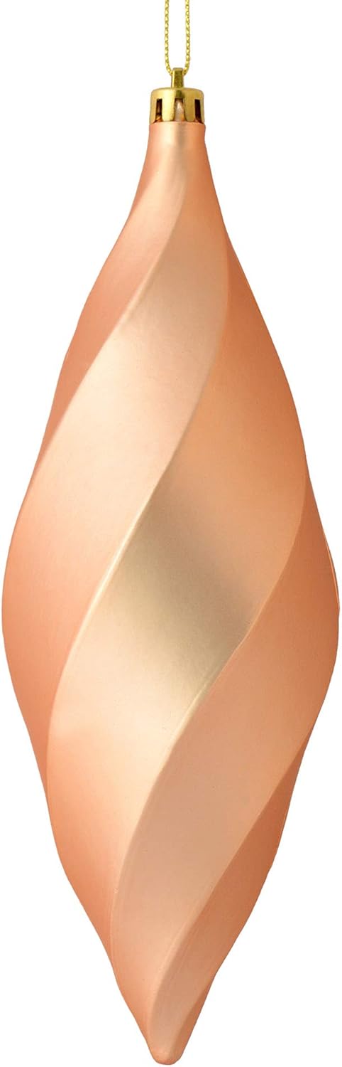 Vickerman 8" Matte Swirl Finial Ornament, Shatterproof Plastic, Holiday Christmas Tree Decoration, 6 Pack, Cafe Latte
