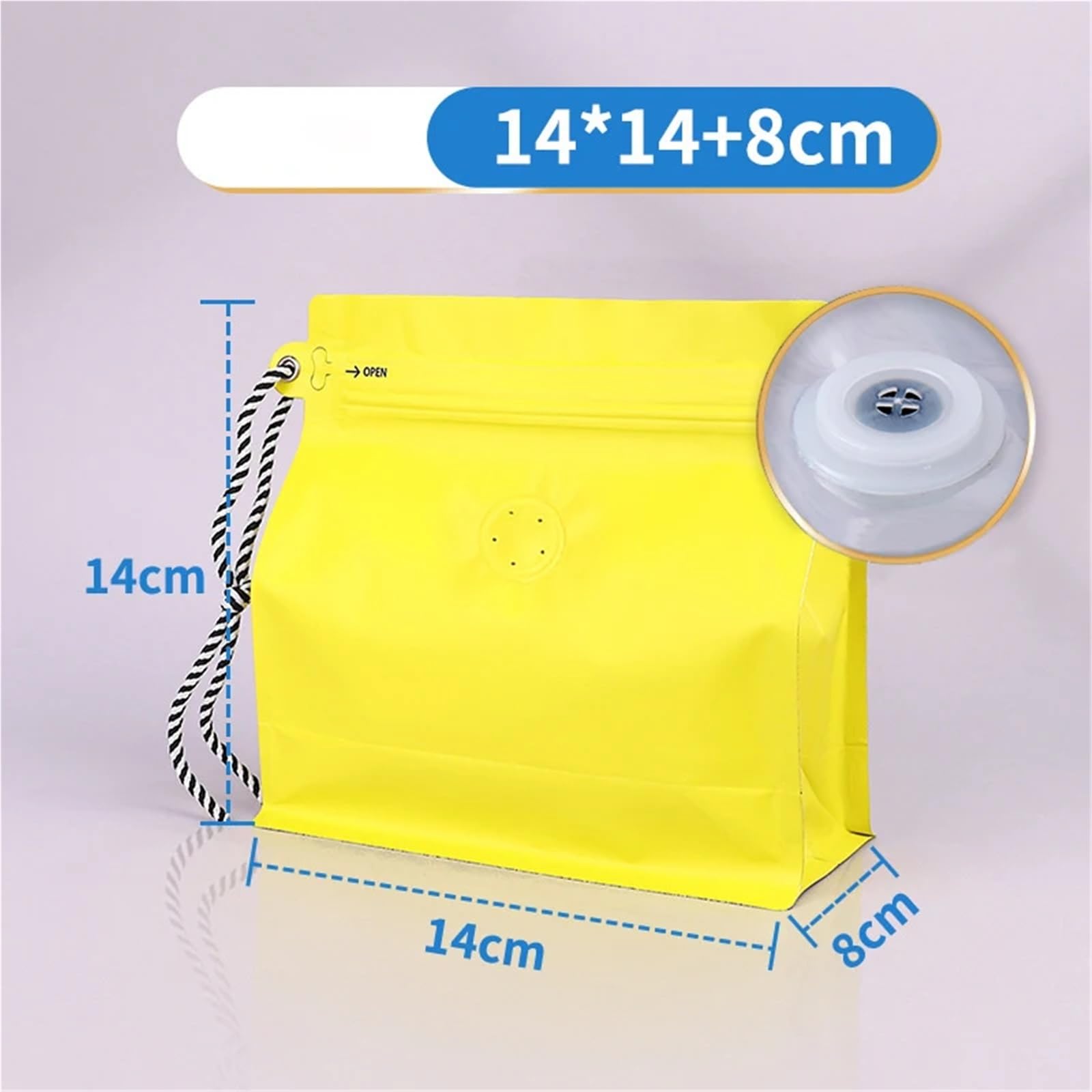 Bolsas de café con válvula, Bolsas De Café Con. Papel de aluminio 50 Uds. Alimentos reutilizables sellados portátiles multicolor(Yellow 14x14.)