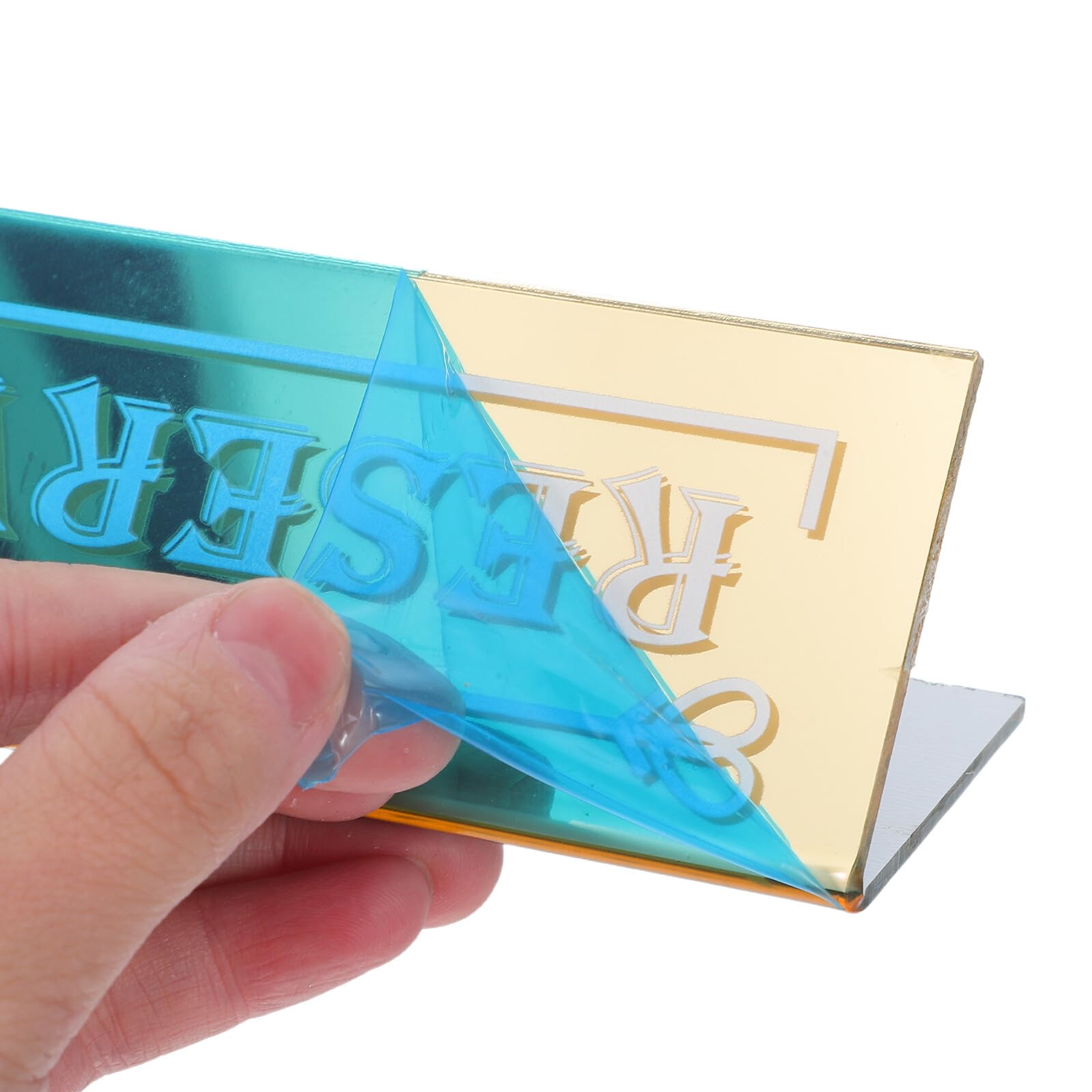 6 Letreros Acrílicos de Mesa Reservada Dorados, Doble Cara, Tamaño Estándar, para Bodas, Restaurantes y Eventos, Señales de Asientos Reservados, Paquete de 6 Unidades