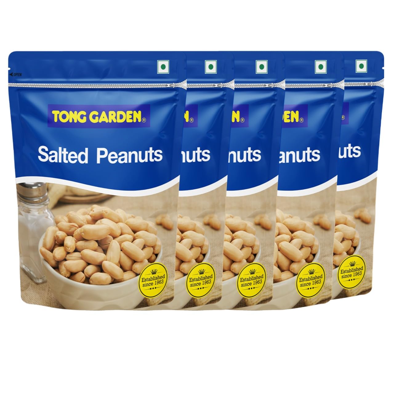 Tong Garden Imported 150Gm Salted Peanuts | Roasted, Not Fried | Low Cholesterol | Supports Weight Loss | Helps Prevent Oxidative Stress | Healthy & Crunchy Snack (Pack of 5)