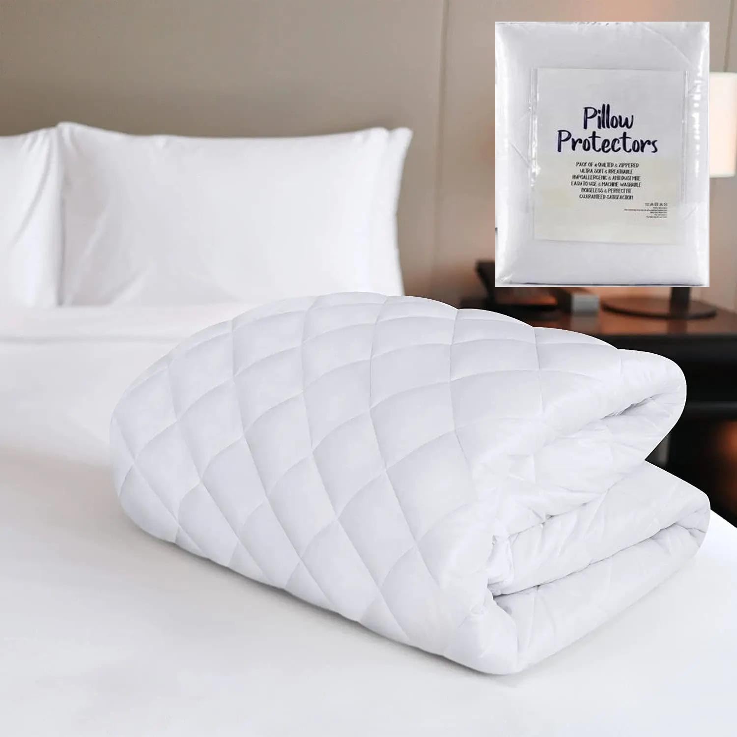 ZZZMRH Single Mattress Protector 30cm Deep With Free Pillow Protector Pair – Anti Allergy & Breathable Mattress Protector Single Bed Quilted Mattress Cover – Single Mattress Topper, White