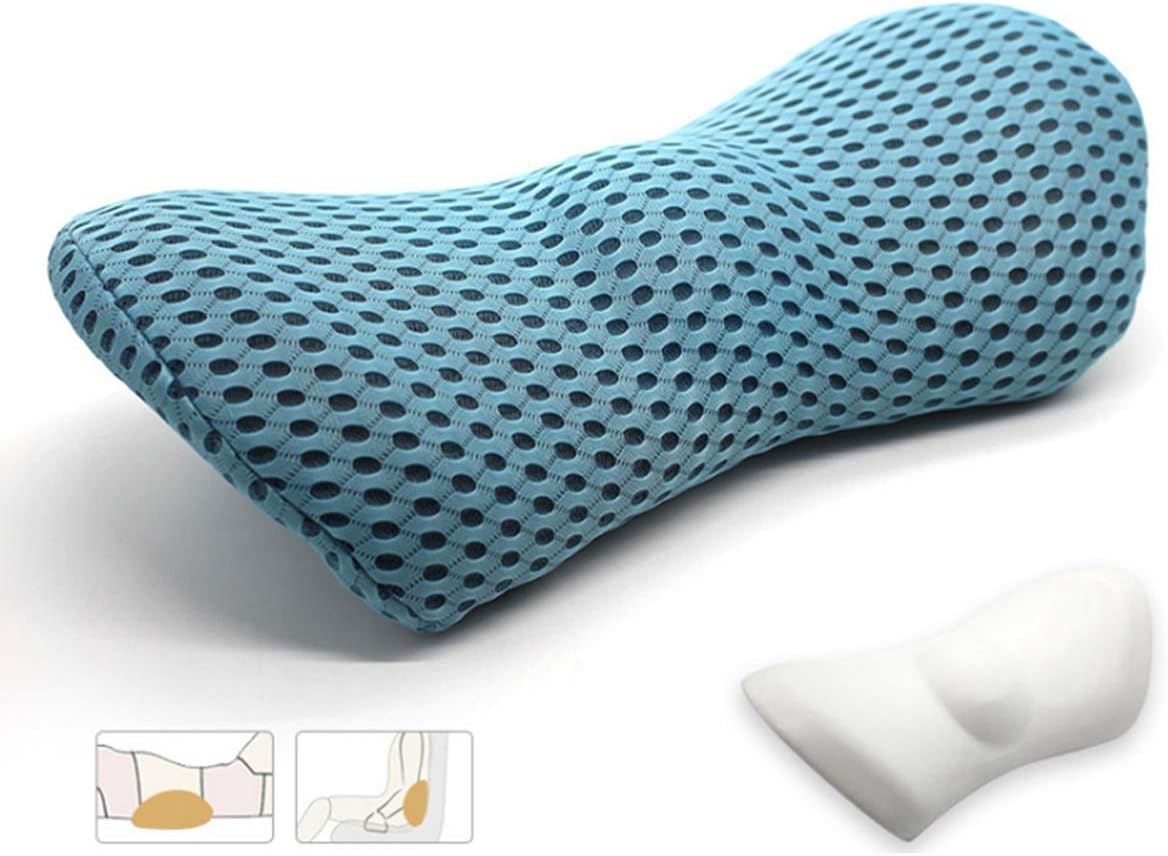 KOKYPLO Memory Foam Lumbar Support Back Cushion Pillow Balanced Firmness for Lower Back Pain Relief - Ideal Back Pillow for Office Chair,Car Seat, Recliner, Bed (Blue)