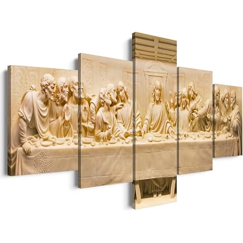 YOUHONG The Last Supper Painting Artwork Jesus Oil Painting Reproduction by Da Vinci Canvas Wall Art Jesus Wall Decor Framed Ready to Hang for Dining Room Decor (60''W x 32''H)