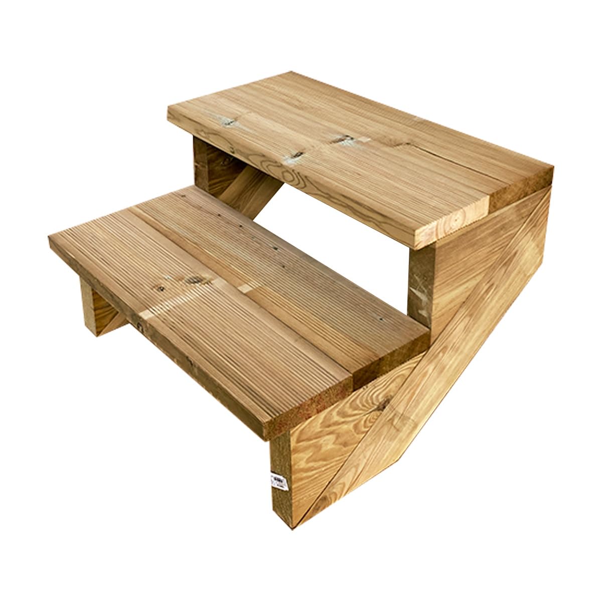 Vinuovo Escalier extérieur bois, 2 à 7 Marches, Rampe d'escalier, Kit prêt à l'emploi, en Bois, pour Jardin, Balcon et Terrasse (2 marches SANS contre-​marches, 60 cm)