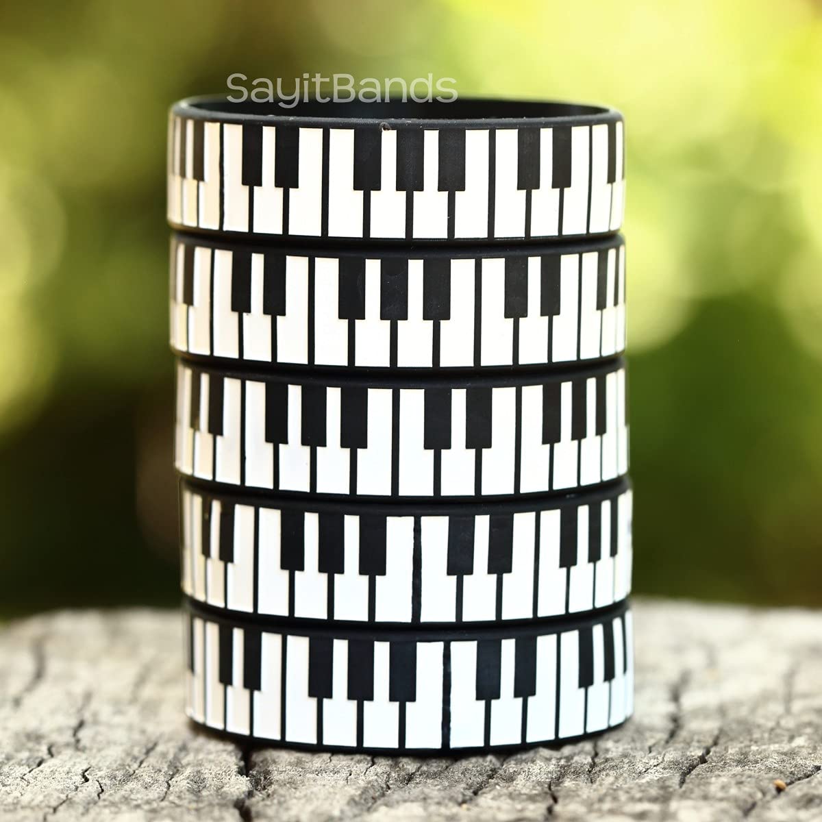 Two (2) Piano Bracelets - Music Bands - Silicone Wristbands