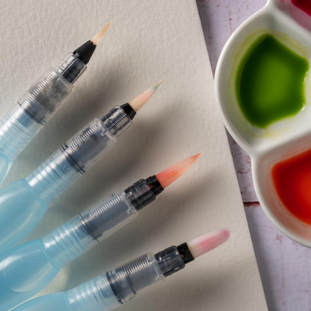 Pentel Xfrh Aquash Water Brush Pennello con Serbatoio Riempibile 3 Pezzi Punta Fine/Media/Grande