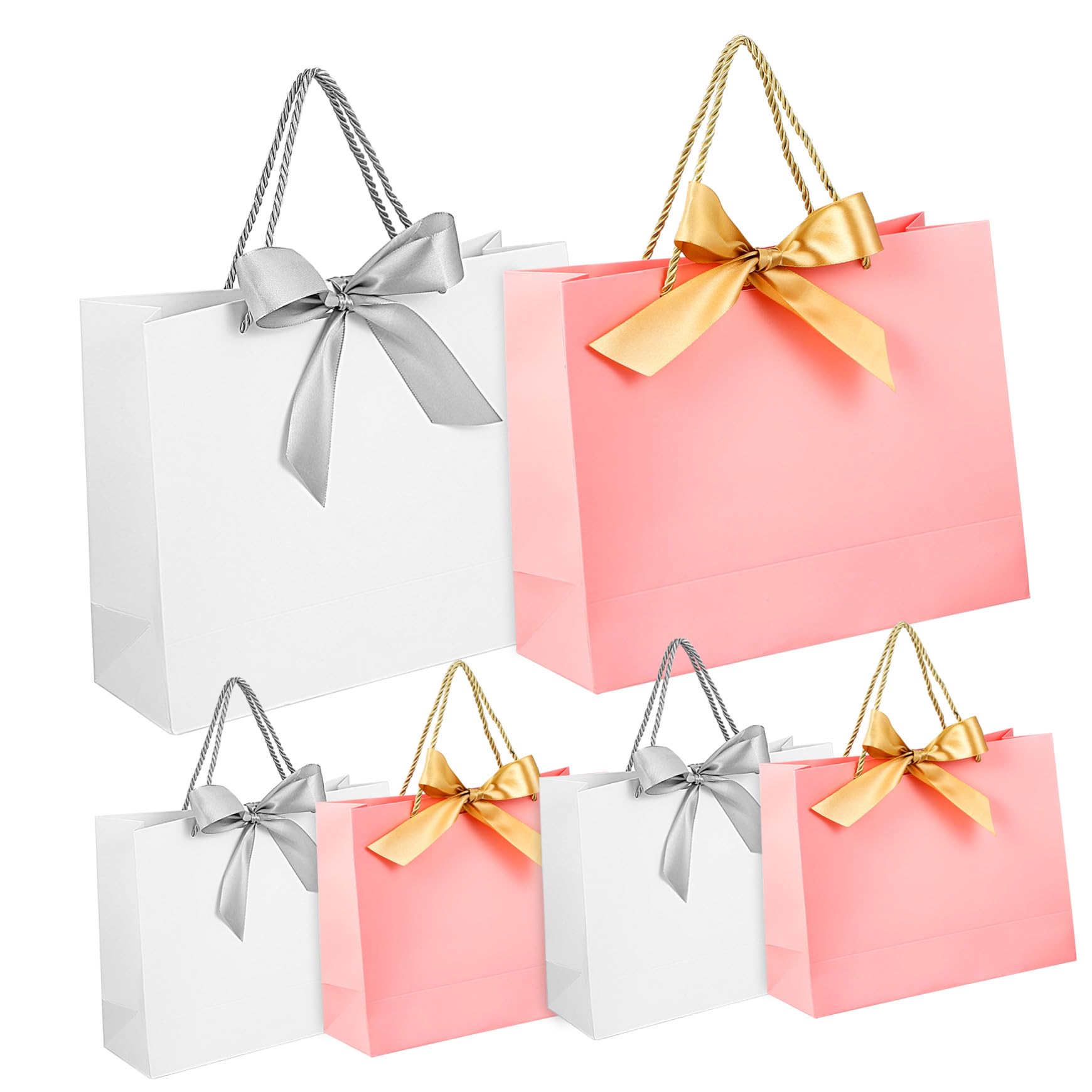 LALADEFIEE 10 Stück Teiliges Geschenktüten mit Henkel Papiertragetaschen mit Schleifenverzierung Robuste Papiertüten für Partys Hochzeiten Geburtstagsfeiern und Geschenkverpackung